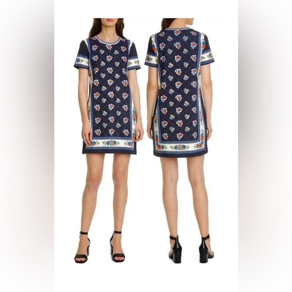 Tory Burch signature floral short sleeve cotton dress size small